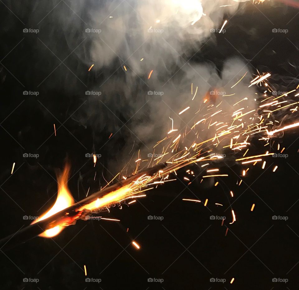 Close up of sparkler on the 4th of July. 