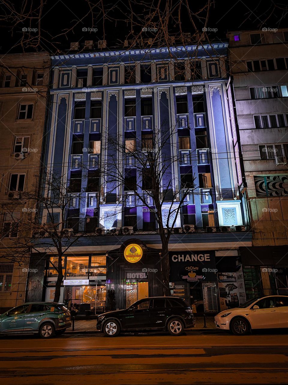 Soft blue and purple lights