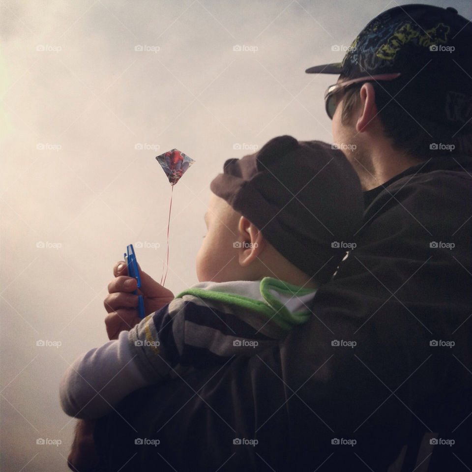First time flying a kite with daddy