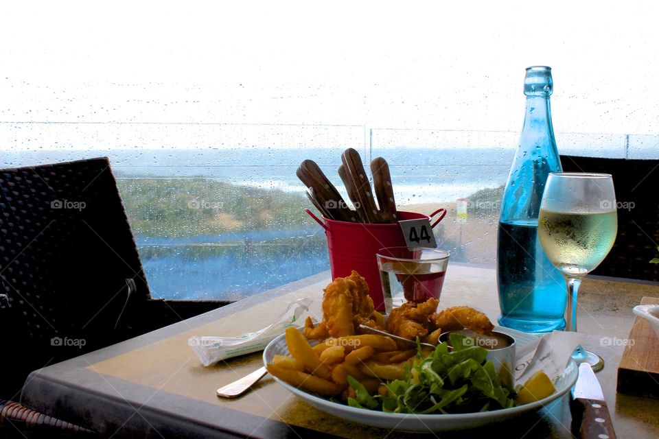 Fish 'n Chips by the ocean.