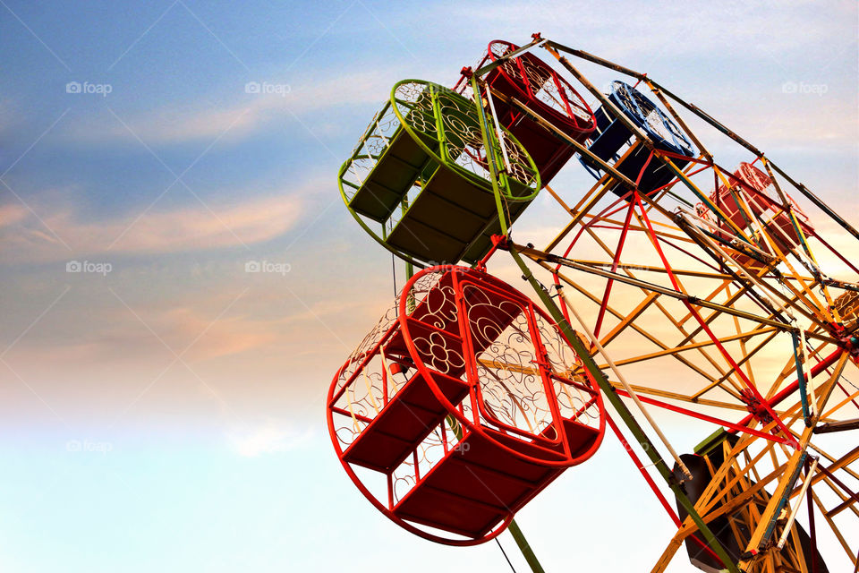 ferris wheel. ferris wheel with blue sky