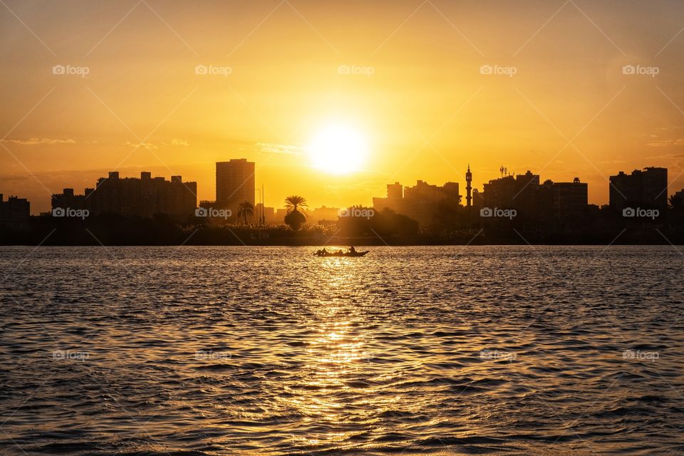 Romantic Sunset moment in Nile river at Kairo Egypt