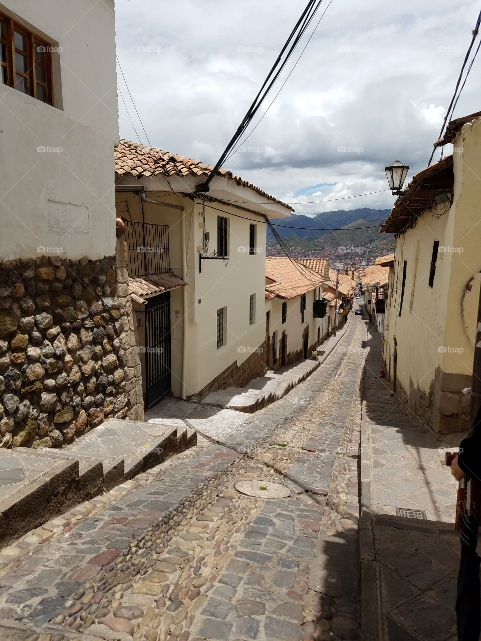 Cobblestone street in Cusco Peru