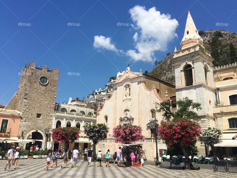 Beautiful Shot of Taormina, Sicily in the summer