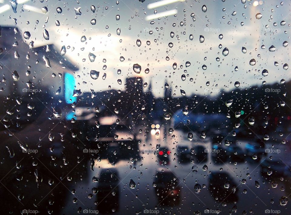 raindrops on the glass. after heavy rain