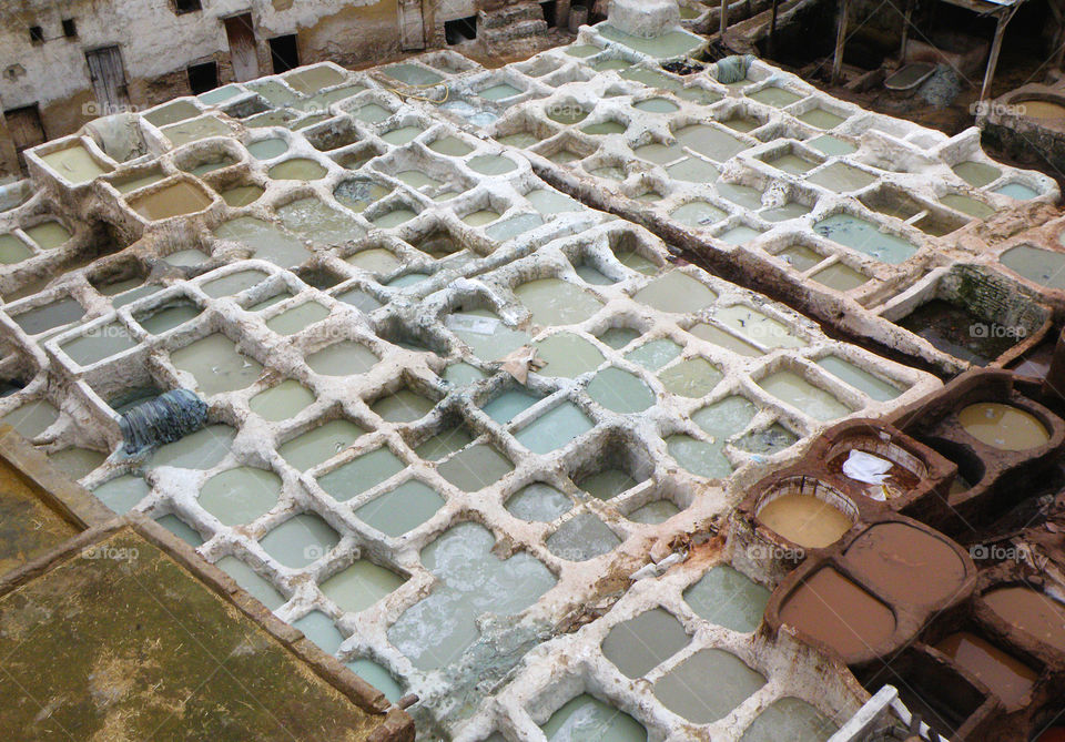 White Color Dye Pits of Leather Factory, Fez, Morocco
