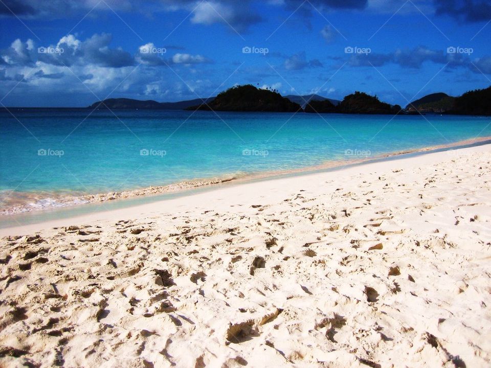 Scenic view of blue beach