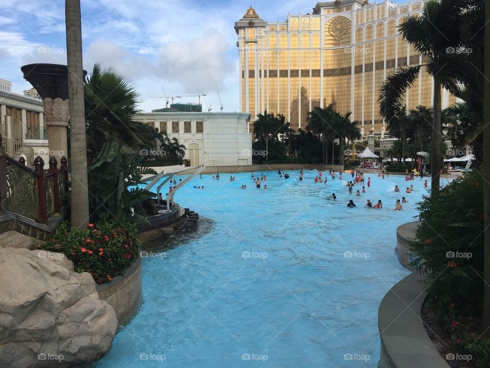 Galaxy swimming pool Macau . The swimming pool of Galaxy hotel in Macau 