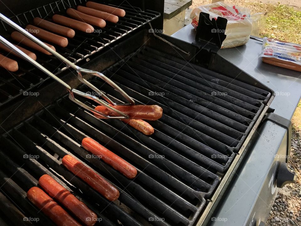 Hotdogs on a BBQ