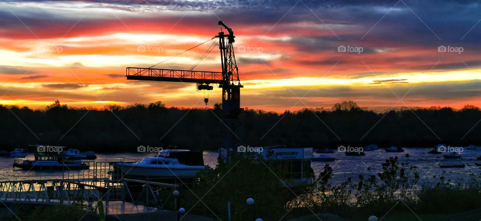 Sunrise in Zemun danube river