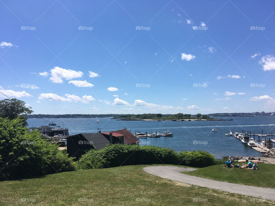 Coastal view From an island off the coast of Portland Maine 