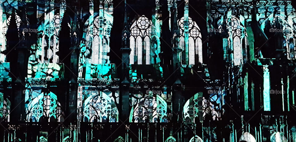 Light on the cathedral in Strasbourg in France