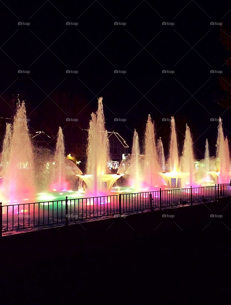 Fountain lights at night 
