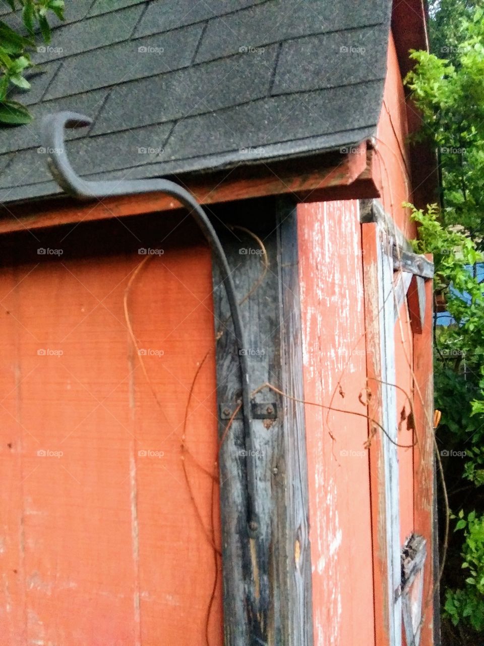 metal hook on a shed
