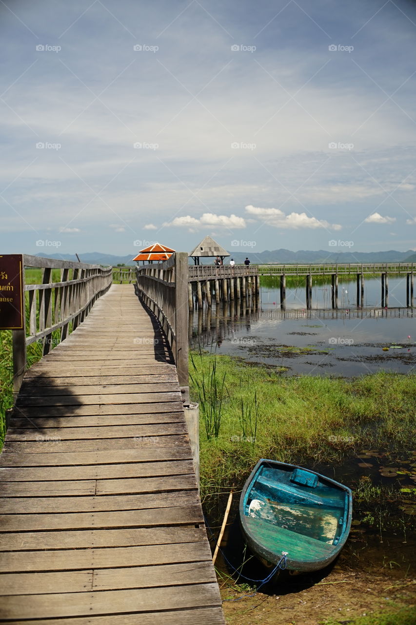 bridge across the lake.
