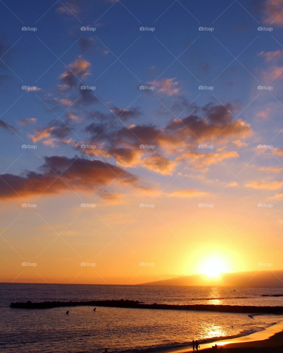 Sunset off the coast of Tenerife, Spain.