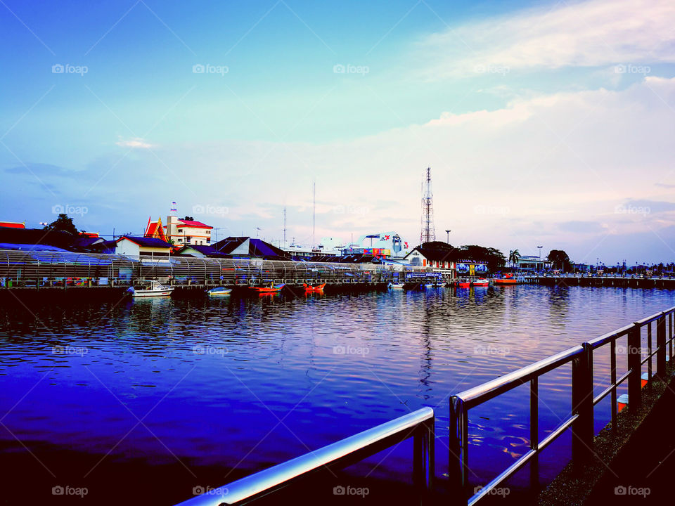 Scenic view of port in Pattani, Thailand
