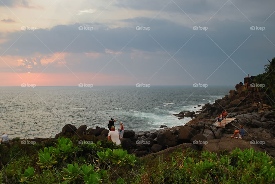 Rocks and stones in the ocean coast in Sri Lanka 