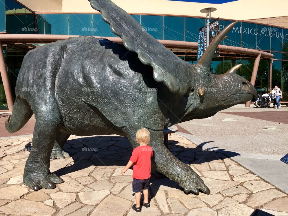 I think every little boy likes dinosaurs. This little one in particular loved these huge sculptures.