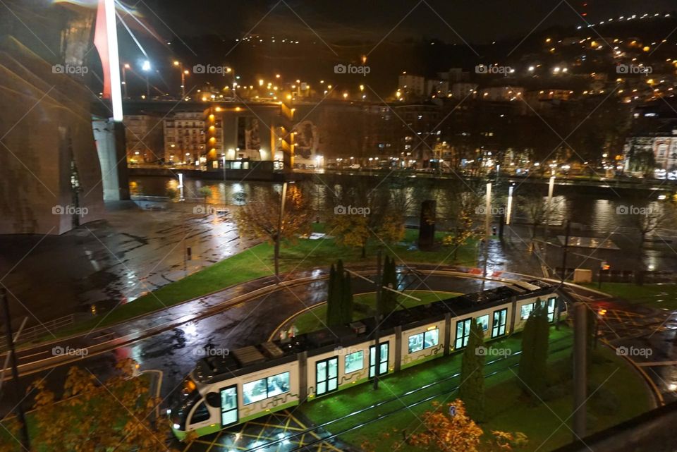 City#view#train#night#rain#lights