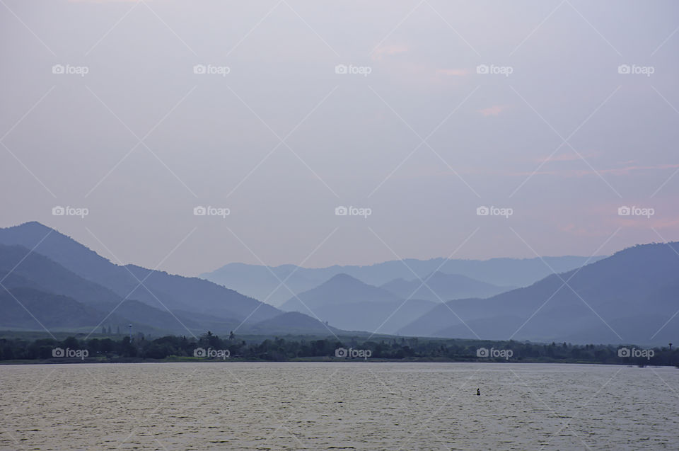 The beauty of the sky and the water at Khong Bung Dam ,Prachuap khiri Khani in Thailand.