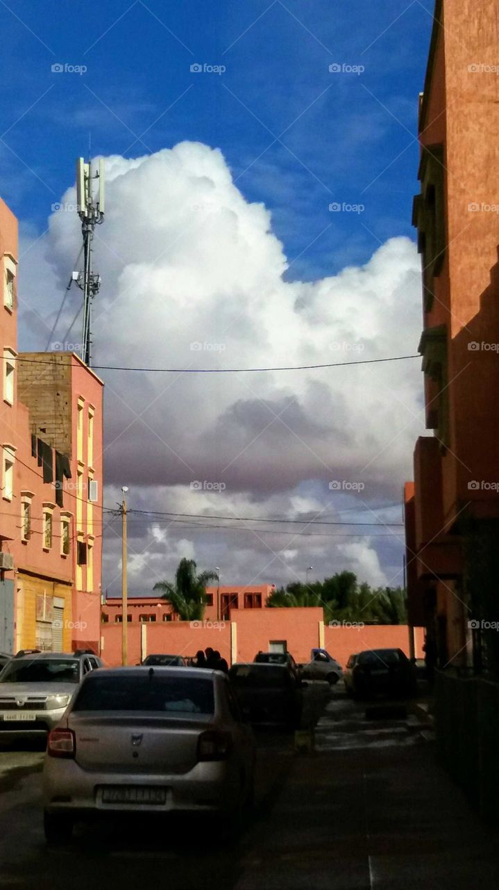 An amazing white clouds in the sky in Chaplin,Morocco