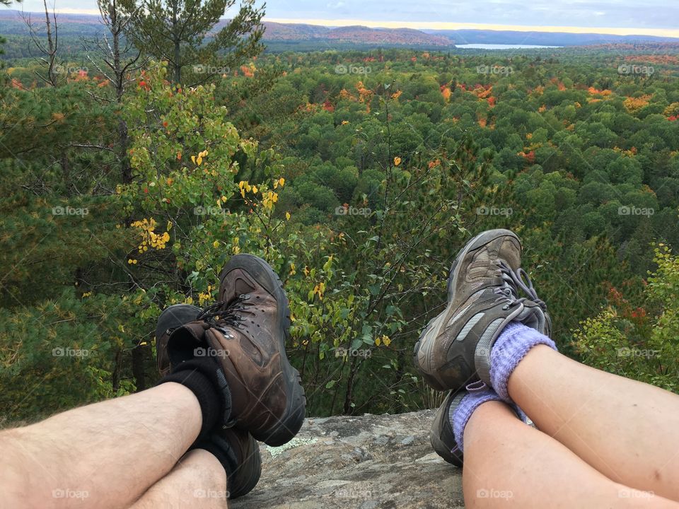 Taking a break on the hike