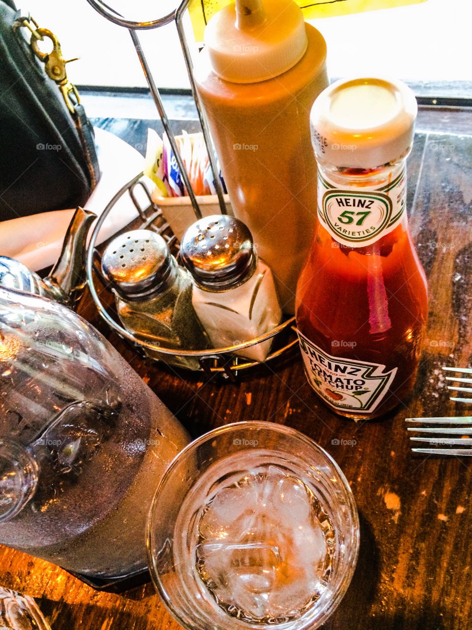 Lunch! Burger coming up, condiments ready, YUM! 