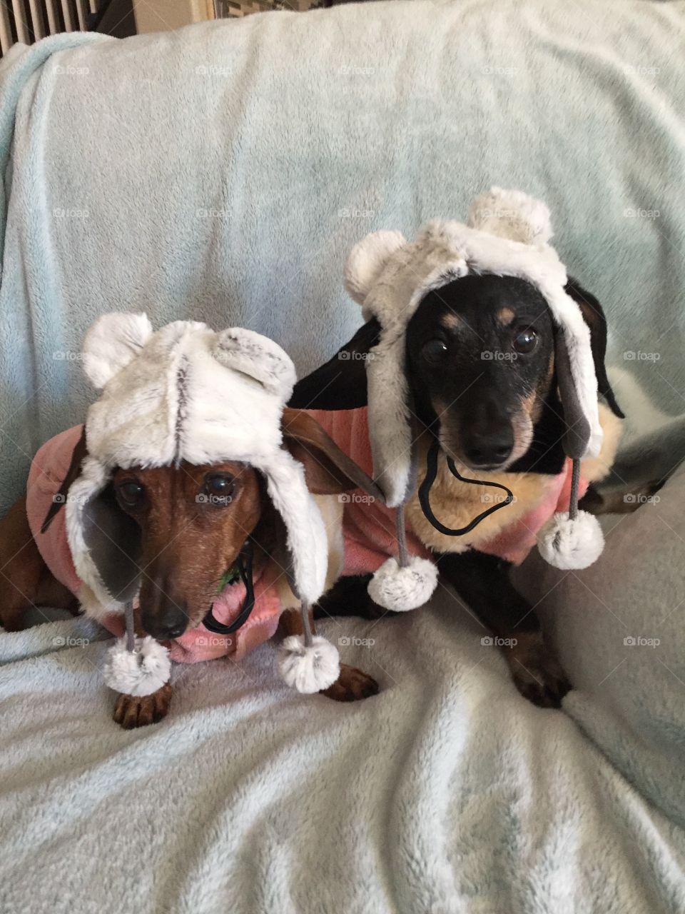 Silly hats with big coats 