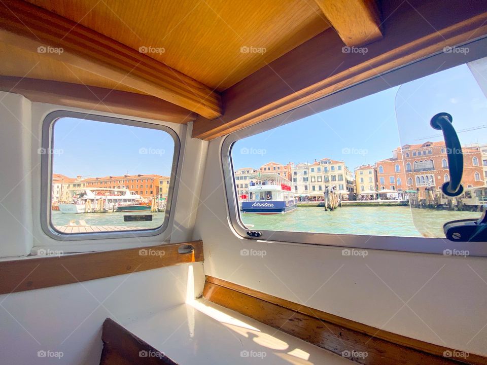 View of Venice from Inside a Water Taxi