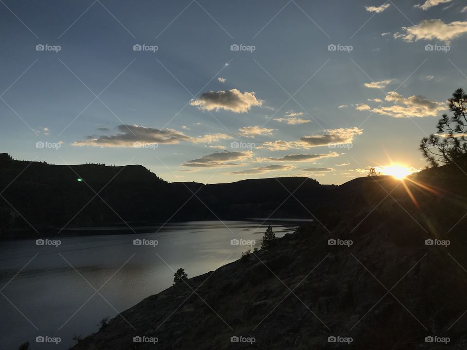 Beautiful early sunset on the lake