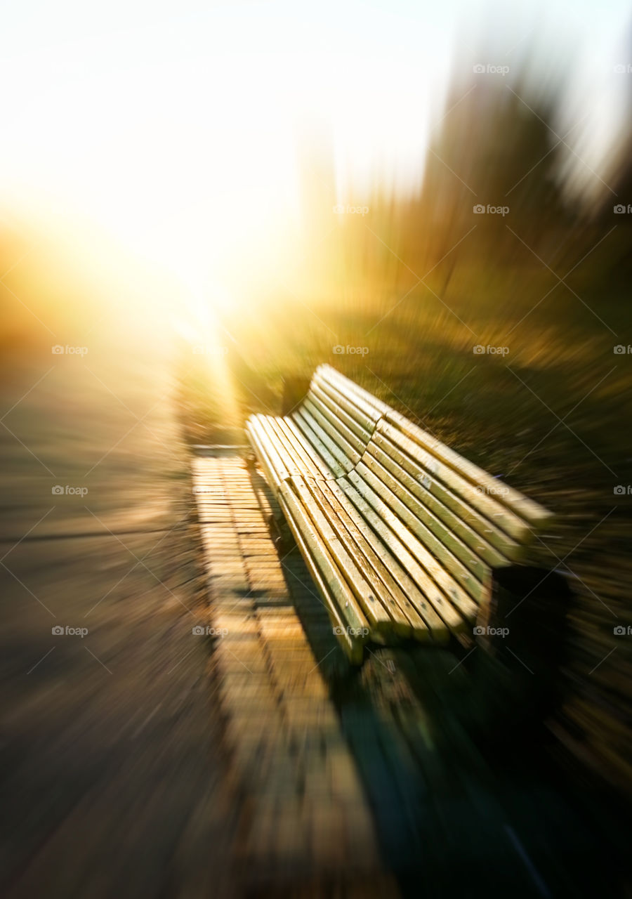 Sunny bench zoom abstraction background