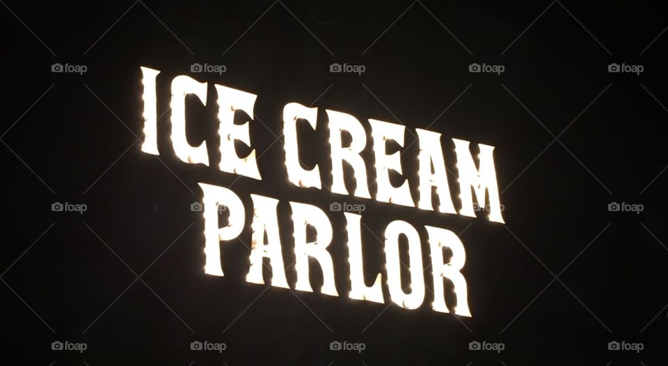 Ice Cream sign white lights 
