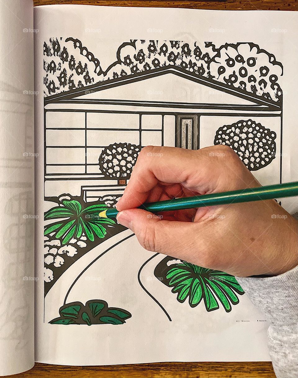 Drawing and coloring at my desk, making creative projects at my desk, getting creative using my desk 