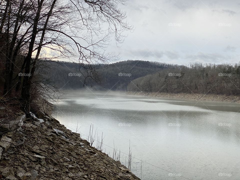 Chilly, foggy winter morning on the Lake 