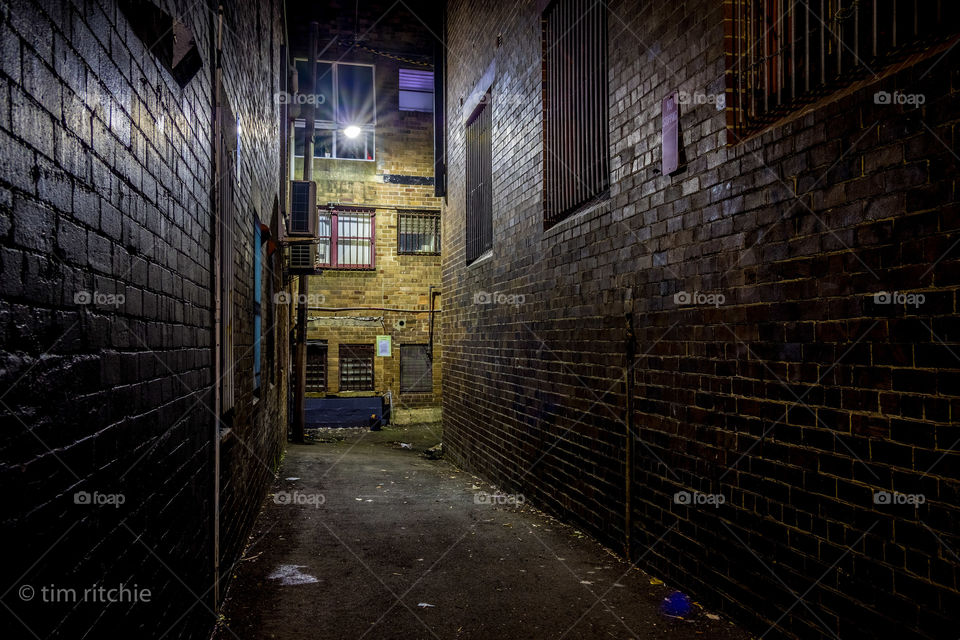 The rarely visited, and mostly misunderstood, Sofia Lane in Sydney's Surry Hills. A dark place well lit so even the rats feel less unsafe.