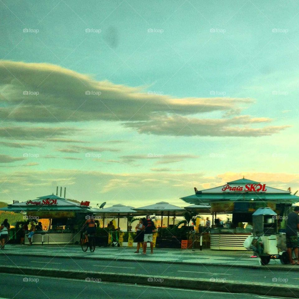 Copacabana Beach and cloudy sky