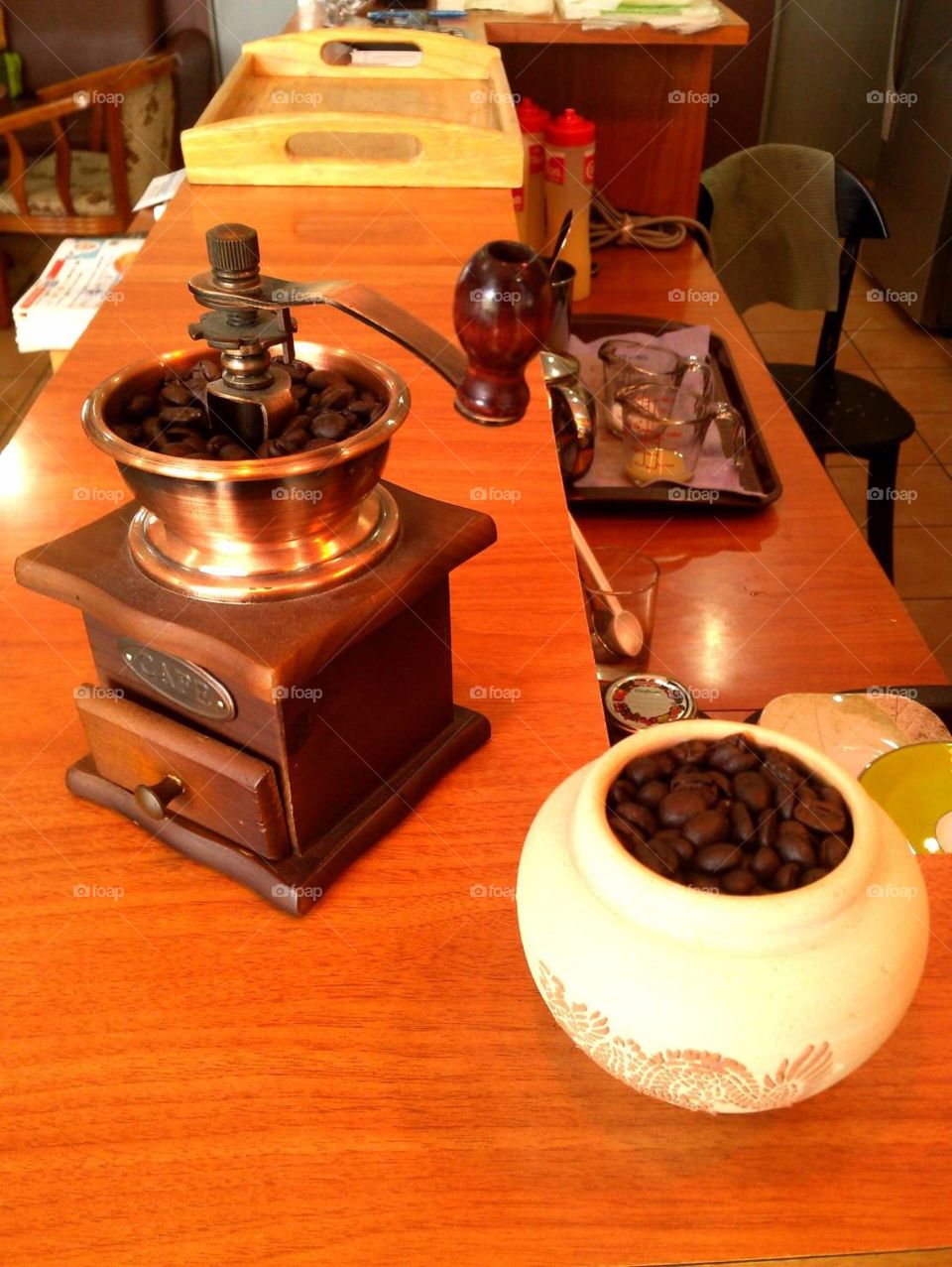Coffee and coffee Grinder.