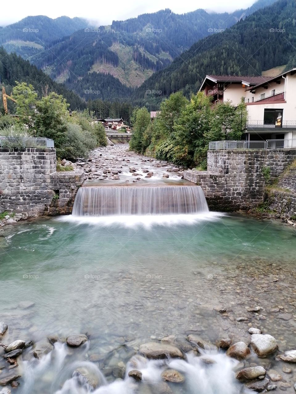 Small river waterfall. Zillertal