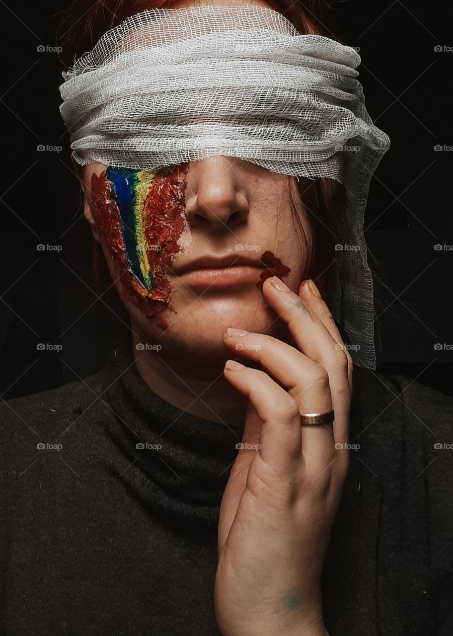 Portrait of a war-weary Ukrainian woman in Ukraine