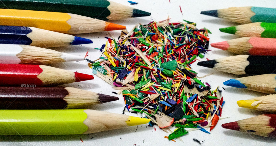 High angle view of colored pencil