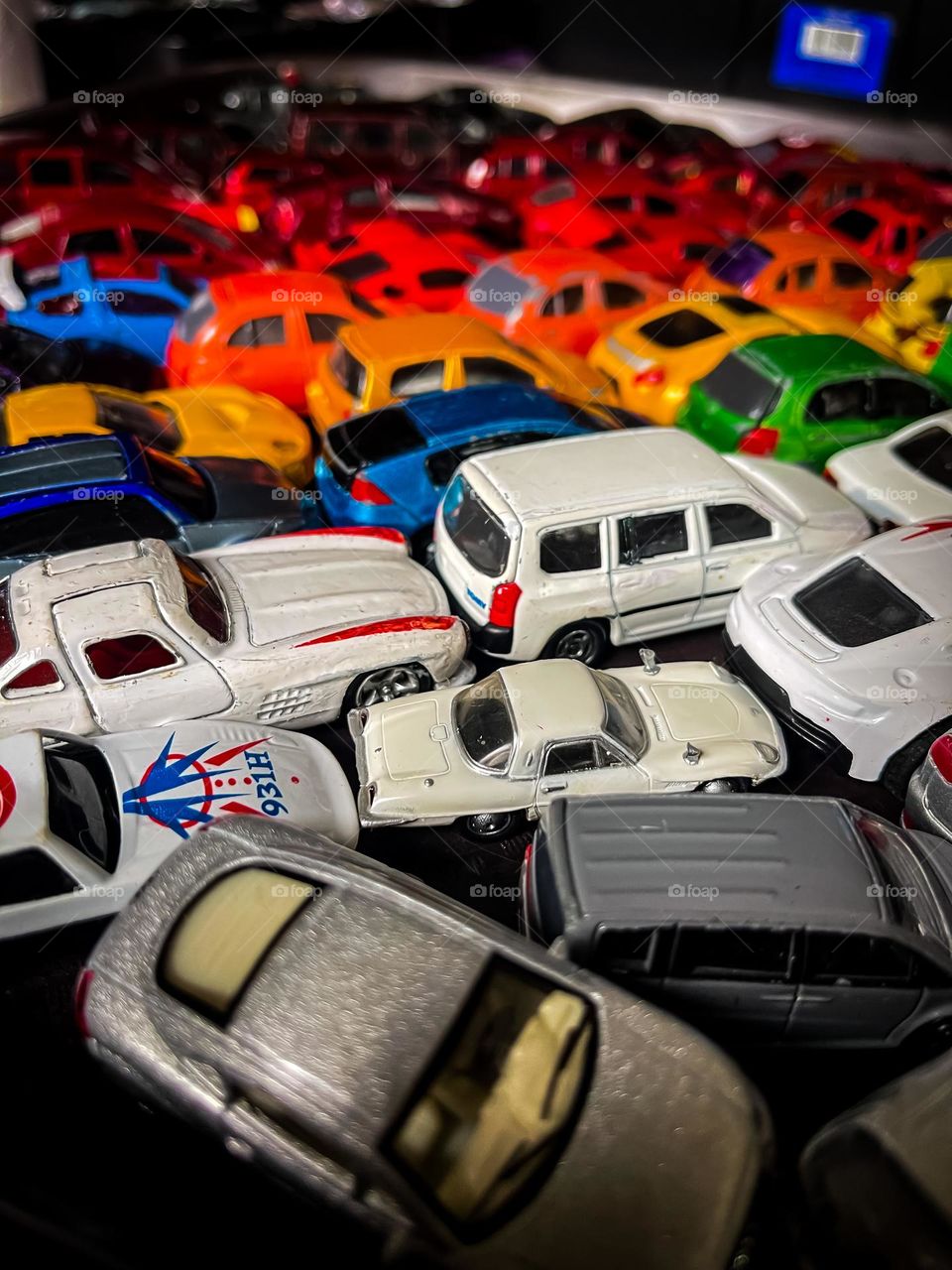 Colourful hot wheels in close up view
