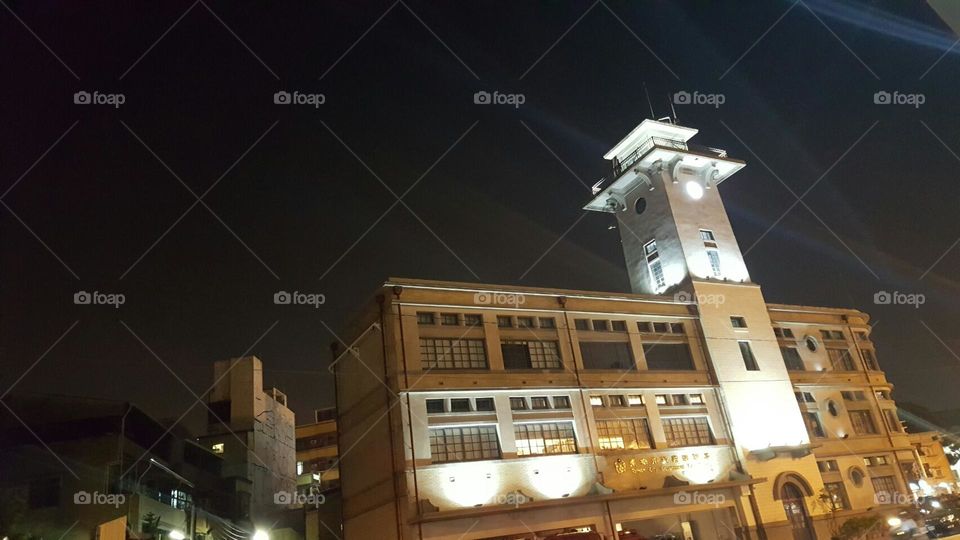 Light show of historic buildings