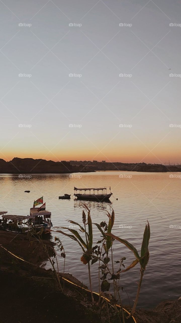 beautiful sunset in Aswan winter 2021