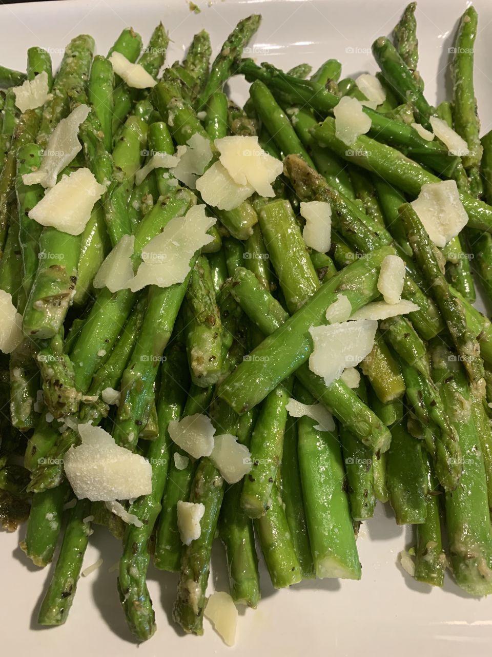 Fresh cooked Parmesan herb asparagus 