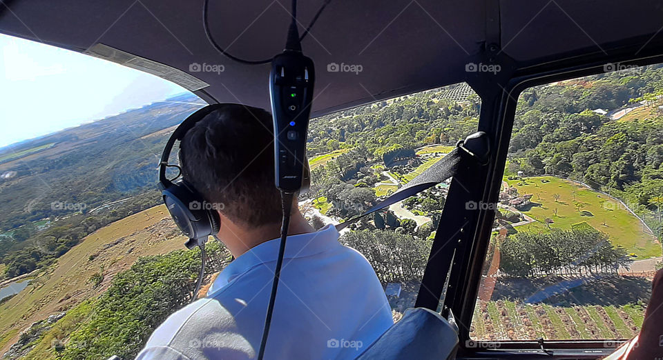 Landscape captured from inside a helicopter