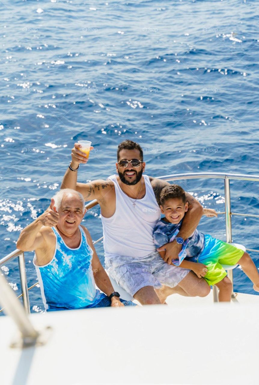 family having fun in the pool