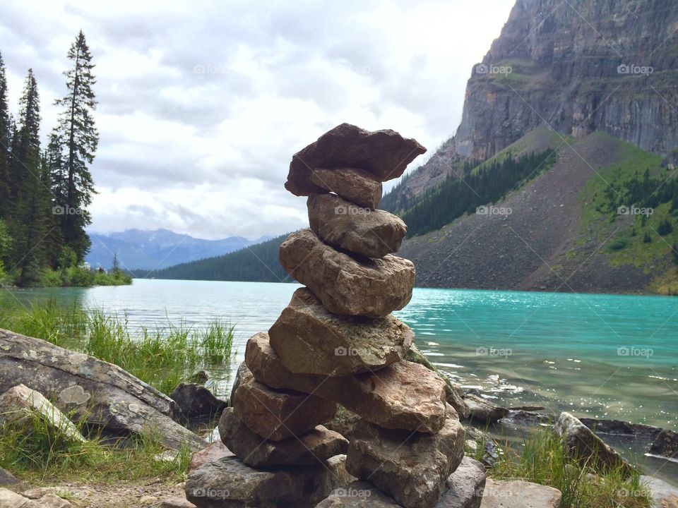 Cloudy cold day around Lake Louise I spotted this photo opportunity looking back where we had walked.