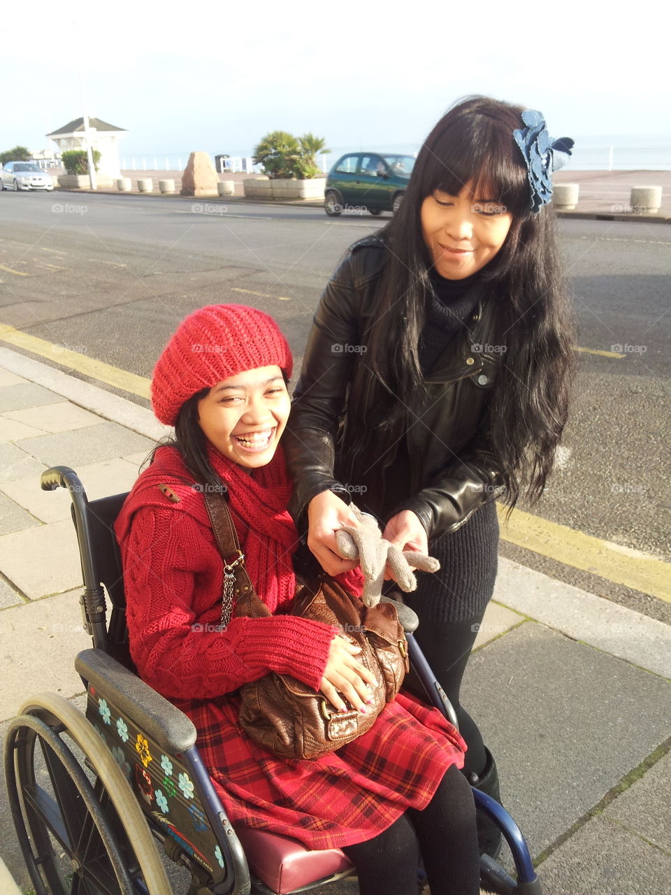 Mother and Daughter. Winter day out to the seafront
