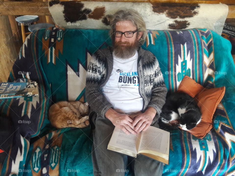 Reading with cats